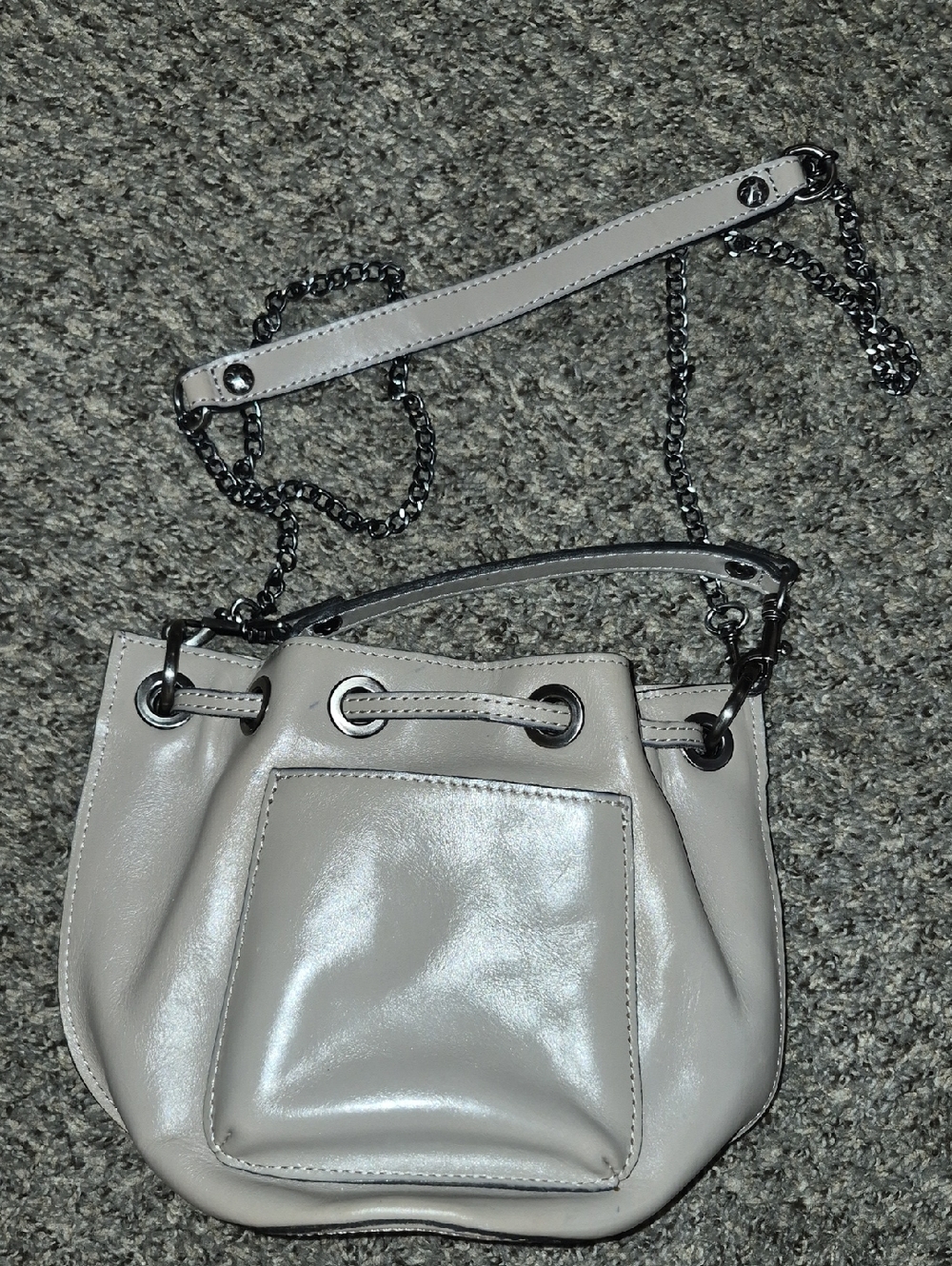 Patricia Nash Cream Bucket Shoulder Bag with Chain Strap